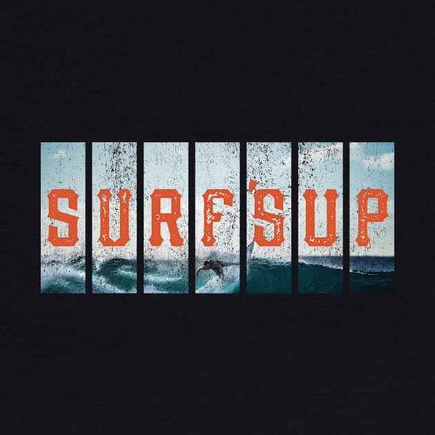 Hang 10 Surfs Up Beach Retro Distressed Surfing by lucidghost